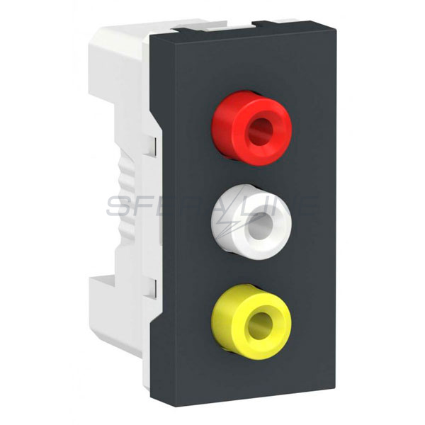 Розетка 3 RCA, 1 модуль, антрацит, Unica New, Schneider Electric